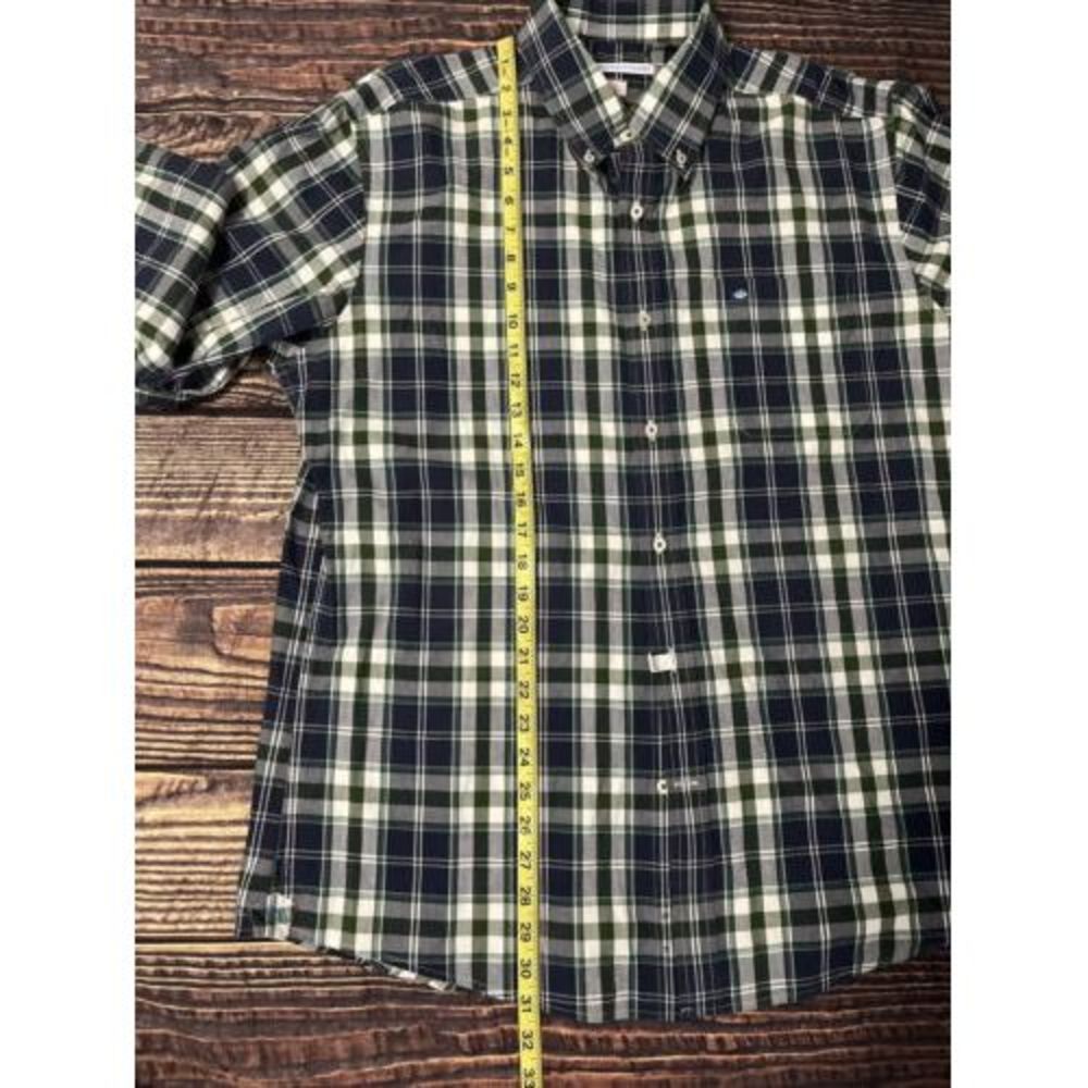 Southern Tide Mens Shirt Blue Green Plaid Large Cotton Blend Tailored Fit - Picture 4 of 5
